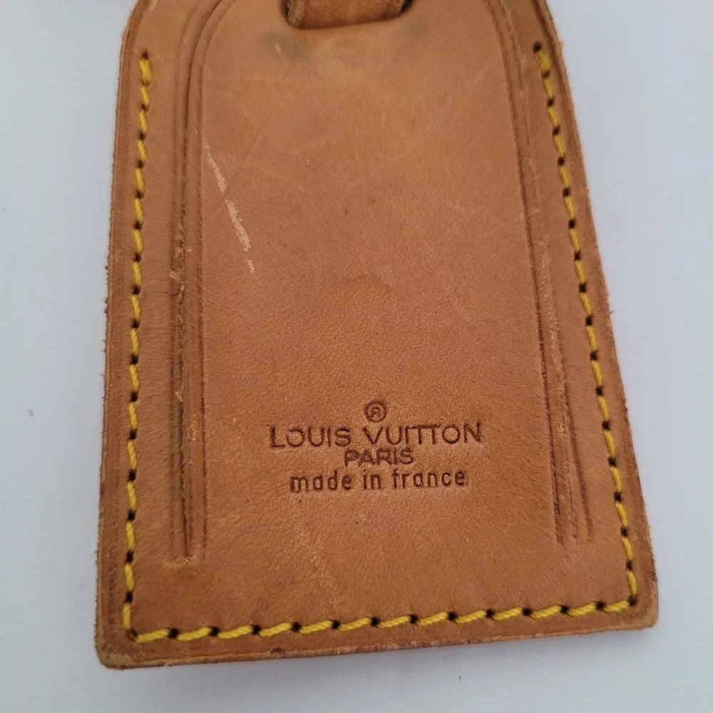 Louis Vuitton Vachetta Leather Luggage Tag and Handle Binder Strap Set Tan